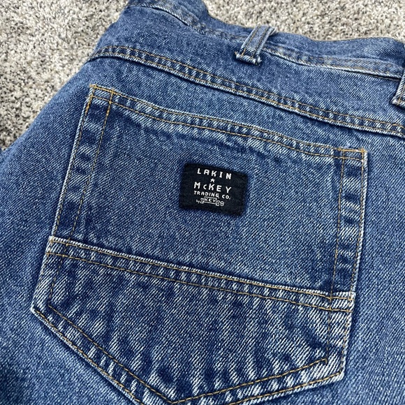 Lakin MCKey EUC flannel lined carpenter Blue Denim Jeans 34x32 vintage - Picture 2 of 11